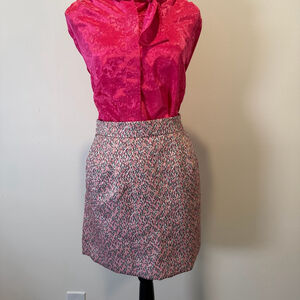 J.Crew Pink Metallic Tweed A-Line Mini Skirt Size 4 | Preppy Bouclé Luxe